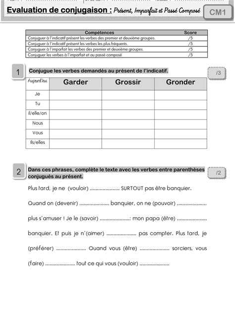 Eval Passé Composé Cm1