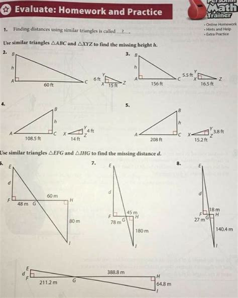 Evaluate Homework And Practice Answers