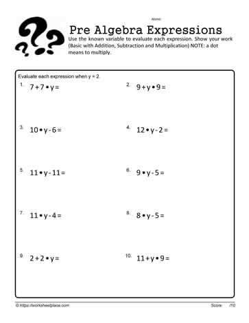 Evaluate The Expression Worksheet 6th Grade Evaluating Expressions Worksheet - 6th Grade Evaluating Expressions Worksheet