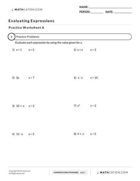 Evaluate The Expression Worksheet Source Evaluation Worksheet - Source Evaluation Worksheet