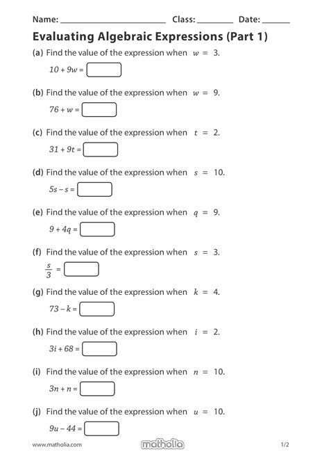 Evaluating Algebraic Expression Worksheets 6th Grade Evaluating Expressions Worksheet - 6th Grade Evaluating Expressions Worksheet