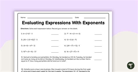 Evaluating Expressions Worksheet Teach Starter 3rd Grade Simple Expressions Worksheet - 3rd Grade Simple Expressions Worksheet