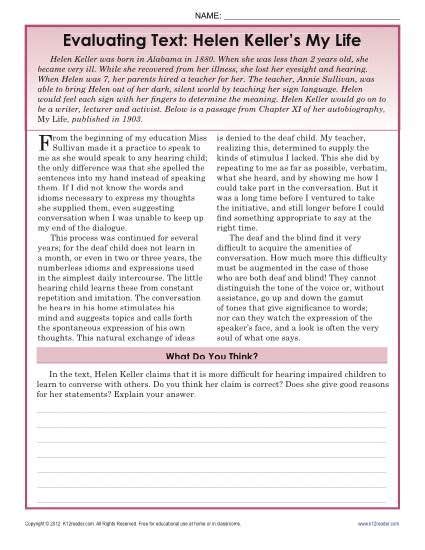 Evaluating Text My Life 8th Grade Reading Comprehension Autobiography Worksheet For 2nd Grade - Autobiography Worksheet For 2nd Grade