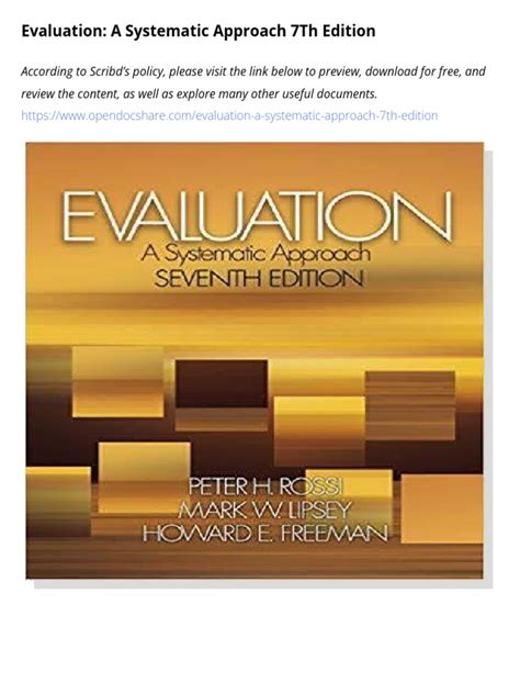 Evaluation A Systematic Approach 7th Edition