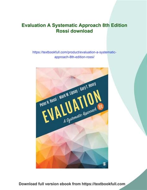 Evaluation A Systematic Approach 8th Edition