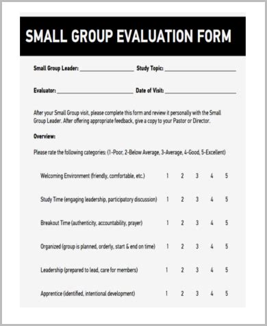Evaluation Form For Group Therapy Members