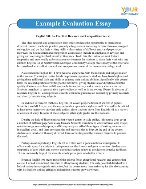 Read Online Evaluation Essay Sample Paper 