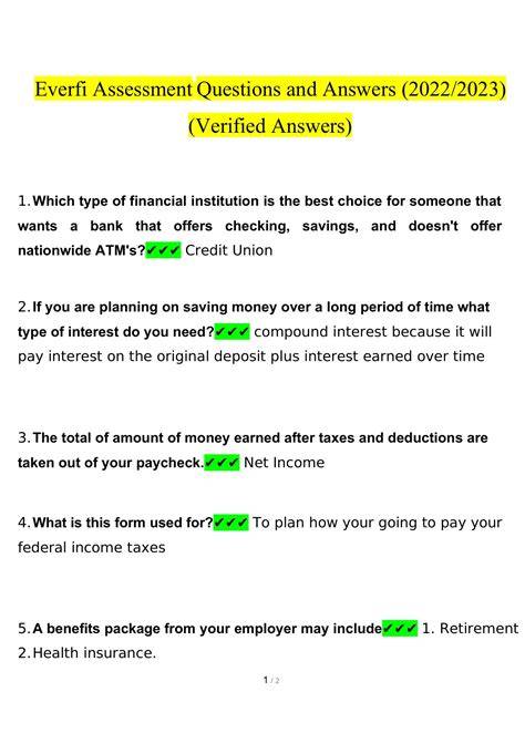 everfi assessment answers