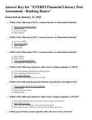 Everfi Post Assessment Answer Key Financial Literacy