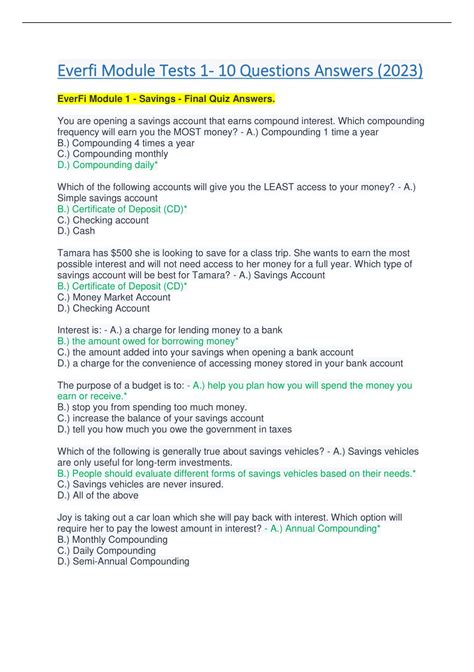 Everfi Test Answers Module 10