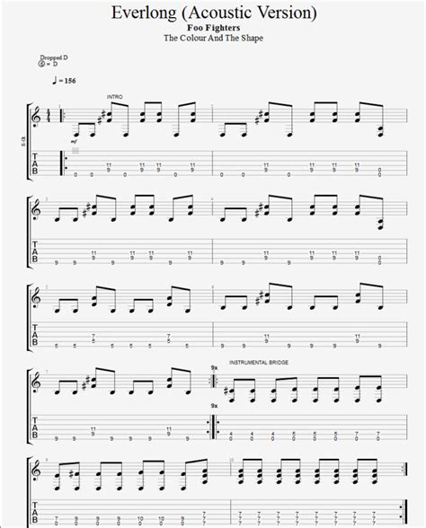 Everlong Acoustic Tab