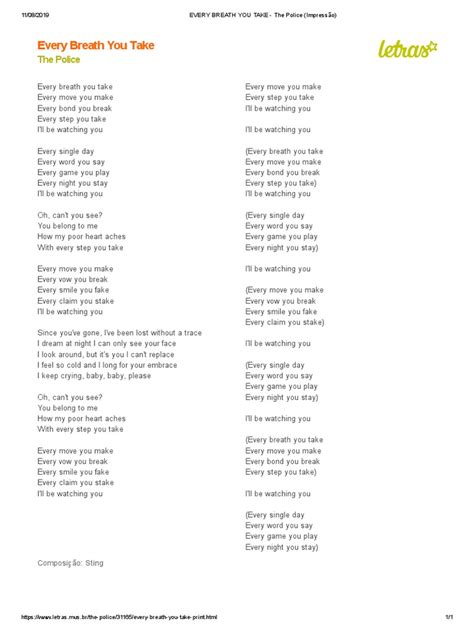 Every Breath Letra