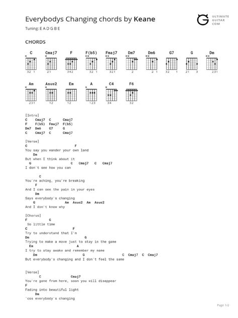 EVERYBODY CHANGING CHORD - Chord Gitar Lagu Everybody Changing - Keane -