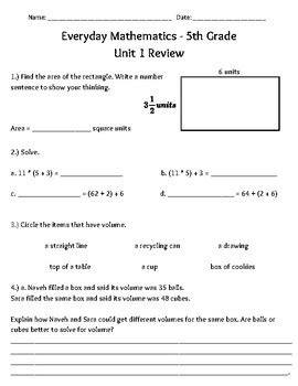 Everyday Math 5th Grade Unit 1 Study Guide