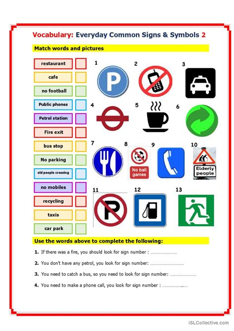 Everyday Signs And Symbols Worksheets Pdf Road Signs Worksheet - Road Signs Worksheet