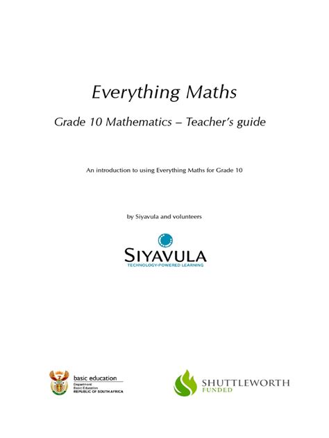 Everything Maths Grade 10 Teacher S Guide