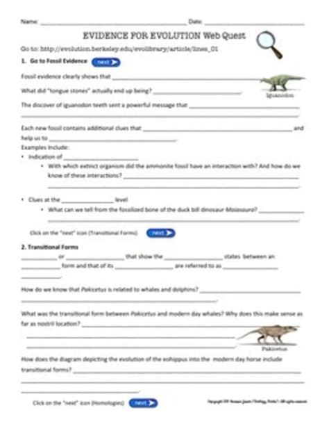 Evidence For Evolution Webquest Answer Key