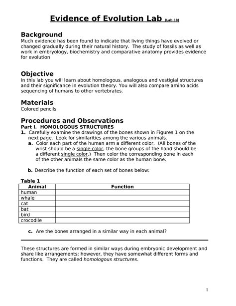 Evidence Of Evolution Lab 38 Answers No