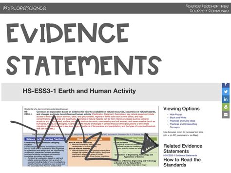 evidence statements ngss