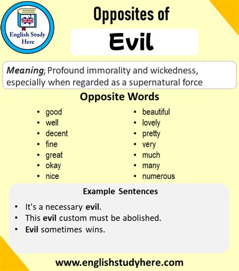 Evil Opposite Words