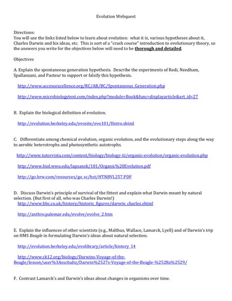 Evolution And Classification Webquest Answers