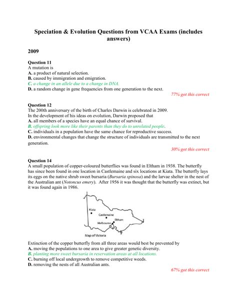 Evolution And Speciation Exam Questions And Answers
