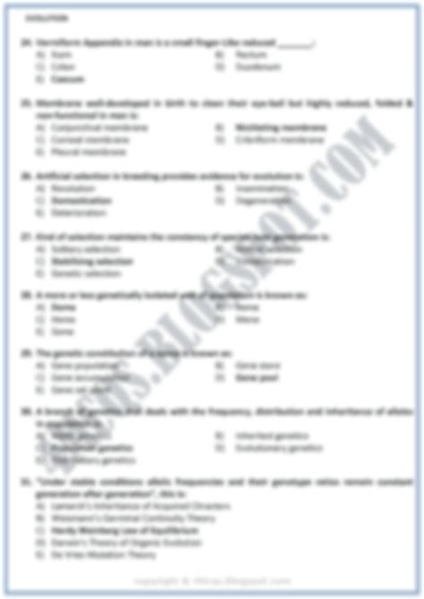 evolution multiple choice test and answer