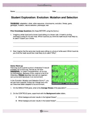 Evolution Mutation Selection Gizmo Answer Key