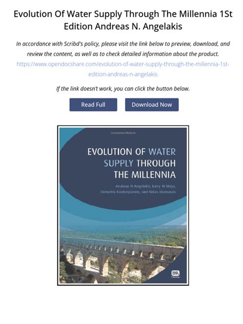 Evolution Of Water Supply Through The Millennia Ntua
