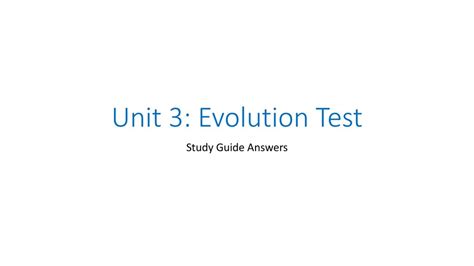 Evolution Test Study Answers