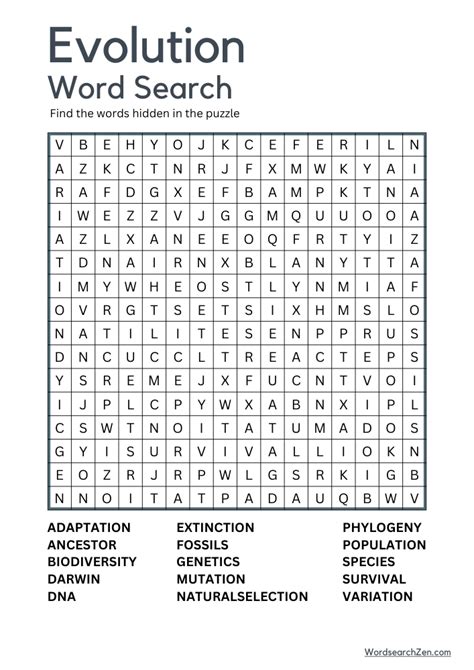 Evolution Word Search