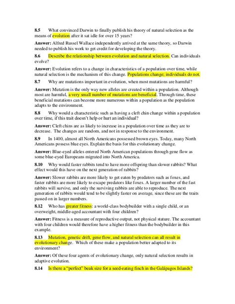 Read Online Evolution Test Questions And Answers 