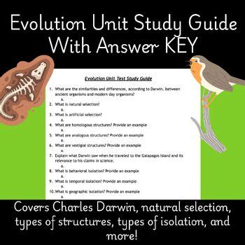 Read Evolution Unit Study Guide Answers 