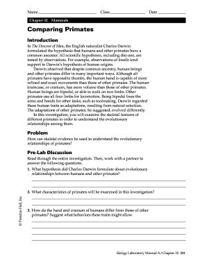 evolutionary changes in primates lab answers