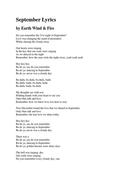 Ewf September Lyrics