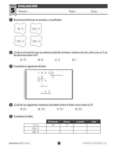 Exámenes de matemáticas para 3º de primaria para imprimir