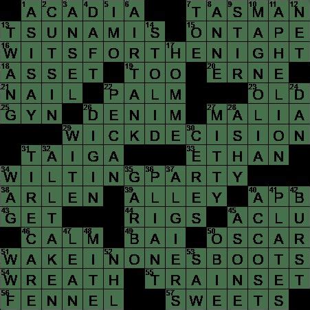 Wall Street Journal Crossword; August 23 
