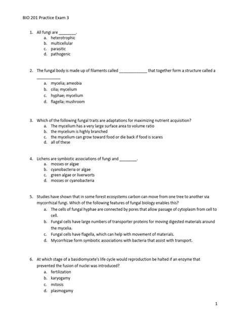 exam 3 bio 201