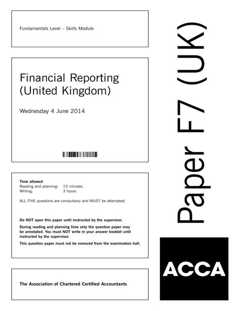 Exam Acca F7 Jun 2014