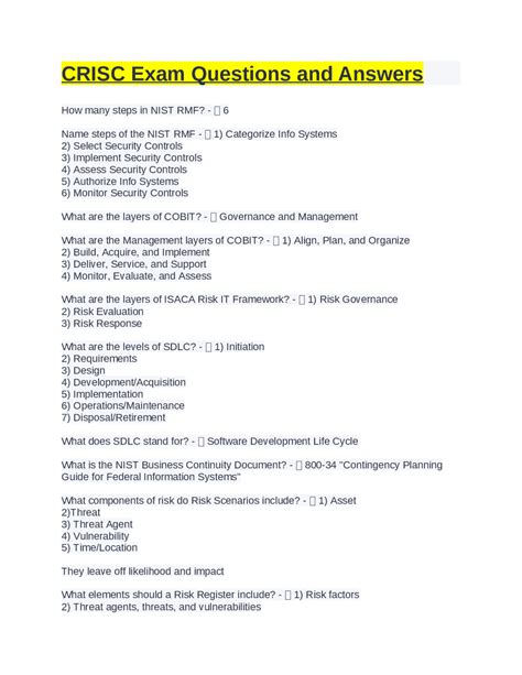 Exam Crisc Exams Key
