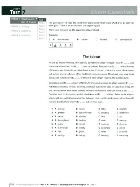 Exam Essentials Fce Test 7