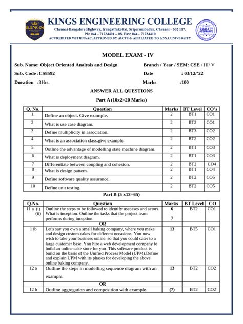 Exam Object Oriented Analysis And Design