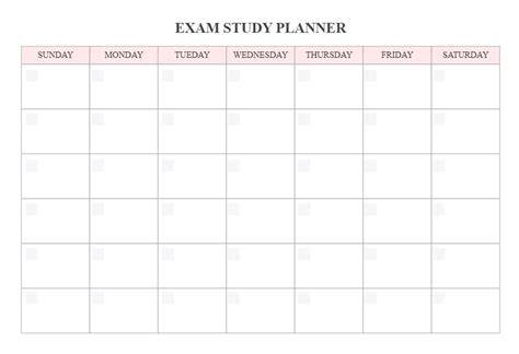 exam study timetable template