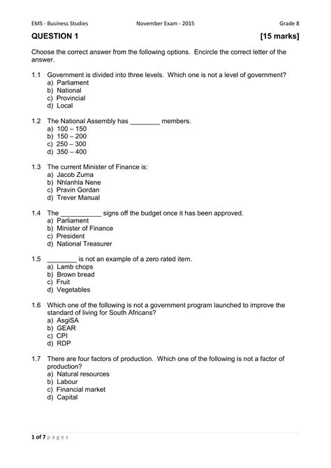 Download Exam Question Paper 2015 Term 2 E M S Grade 8 