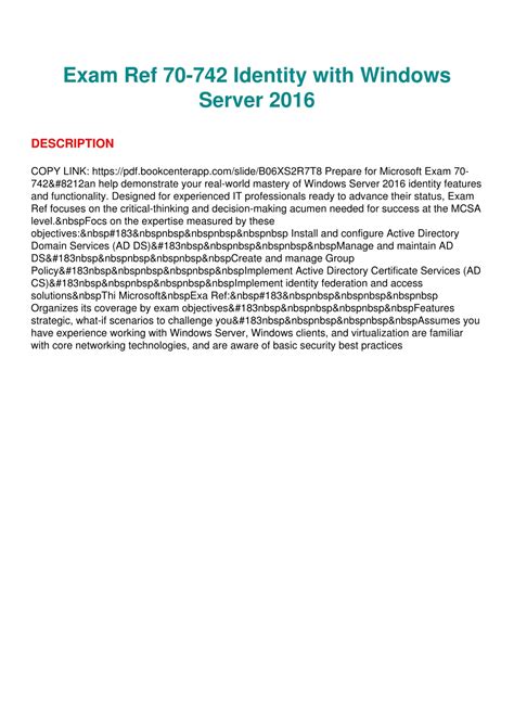 Exam Ref 70-742 Identity with Windows Server 2016