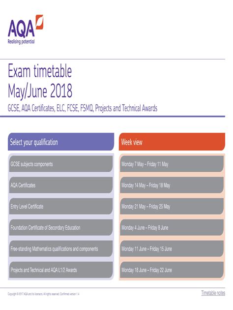 Full Download Exam Timetable May June 2018 