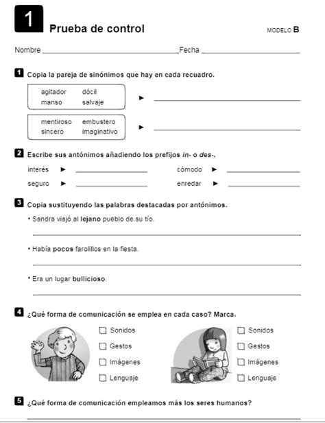 Examenes de Lengua 4º Primaria Santillana en PDF