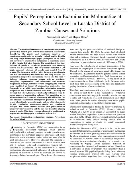examination malpractice in zambia