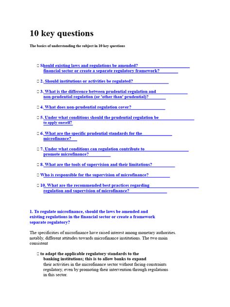 Examination Questions On Microfinance