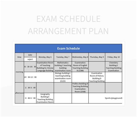 examination time table